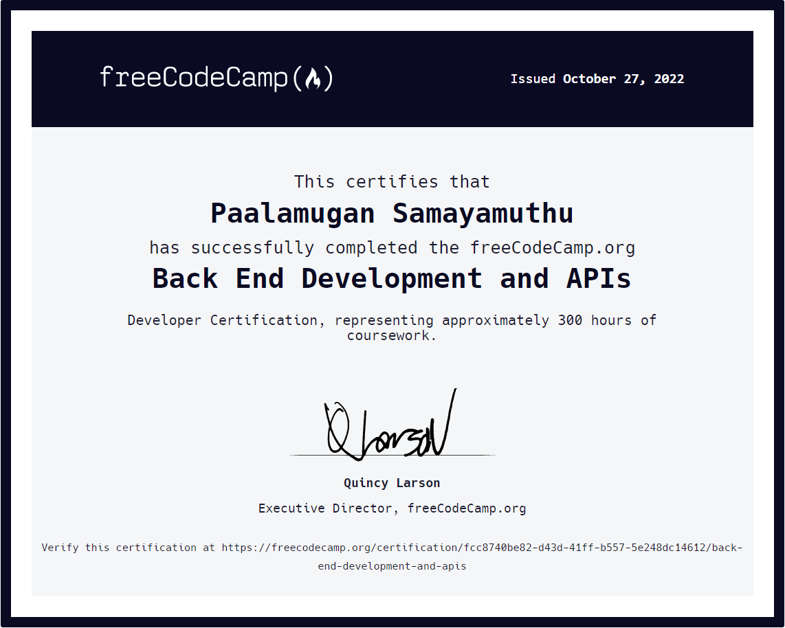 Back End Development and APIs
